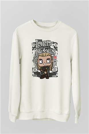 Lord Of The Rings Baskılı Unisex Beyaz Sweatshirt