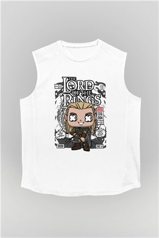 Lord Of The Rings Baskılı Unisex Beyaz Kolsuz Tişört