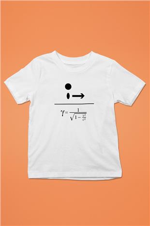 Lorentz Faktörü Baskılı Unisex Beyaz Çocuk Tişörtü - Tshirt