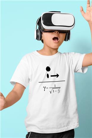 Lorentz Faktörü Baskılı Unisex Beyaz Çocuk Tişörtü - Tshirt