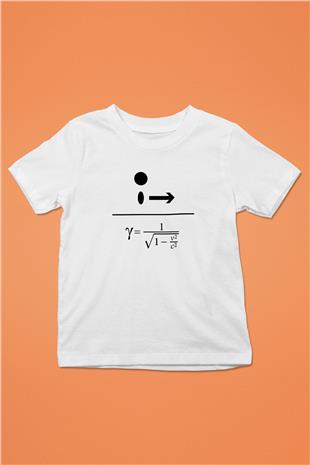 Lorentz Faktörü Baskılı Unisex Beyaz Çocuk Tişörtü - Tshirt