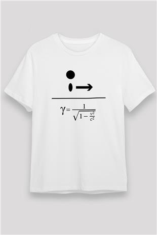 Lorentz Faktörü Baskılı Unisex Beyaz Tişört - Tshirt