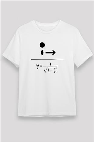 Lorentz Faktörü Baskılı Unisex Beyaz Tişört - Tshirt