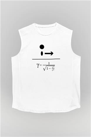 Lorentz Faktörü Baskılı Unisex Kolsuz Beyaz Tişört - Tshirt