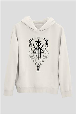 Lorna Shore Baskılı Beyaz Unisex Kapüşonlu Sweatshirt