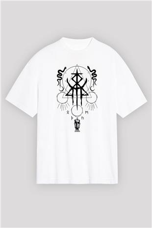 Lorna Shore Baskılı Beyaz Unisex Oversize Tişört - Tshirt