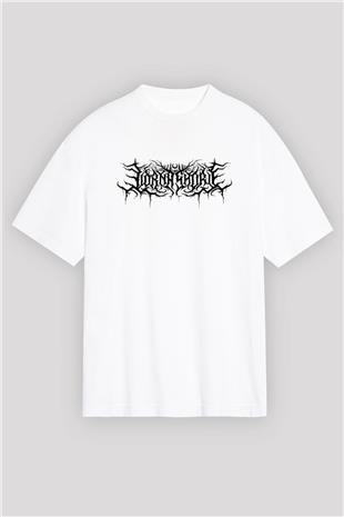 Lorna Shore Baskılı Beyaz Unisex Oversize Tişört - Tshirt