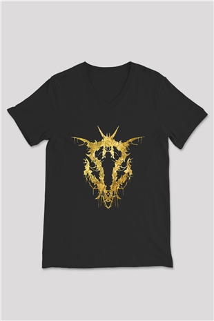 Lorna Shore Baskılı Unisex Siyah V Yaka Tişört - Tshirt