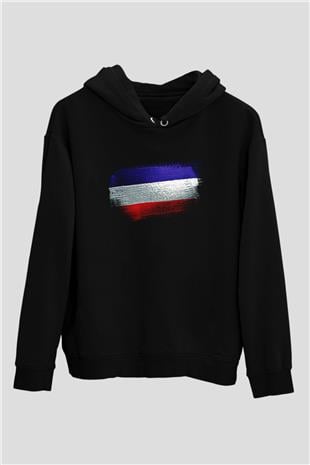 Los Altos Bayrağı Baskılı Unisex Siyah Kapüşonlu Sweatshirt