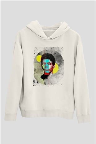 Lou Reed Beyaz Unisex Kapüşonlu Sweatshirt