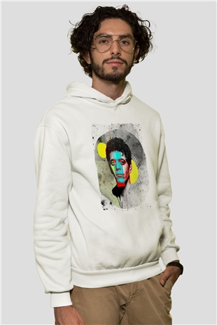 Lou Reed Beyaz Unisex Kapüşonlu Sweatshirt