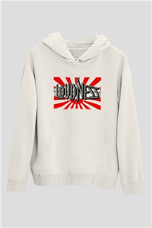 Loudness Beyaz Unisex Kapşonlu Sweatshirt