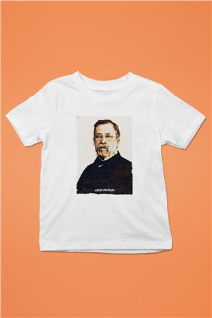 Louis Pasteur Baskılı Unisex Beyaz Çocuk Tişörtü - Tshirt