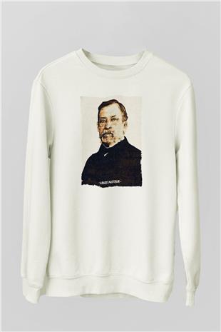 Louis Pasteur Baskılı Unisex Ekru Sweatshirt