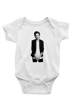 Louis Tomlinson Baskılı Beyaz Unisex Bebek Body - Zıbın