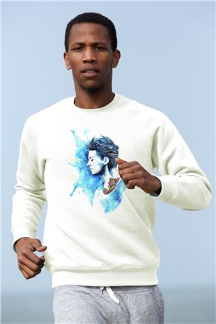 Louis Tomlinson Baskılı Beyaz Unisex Sweatshirt