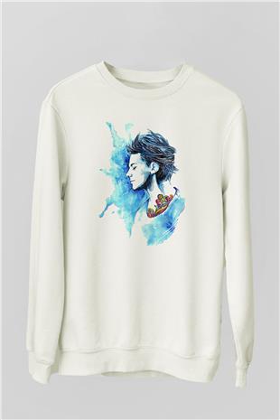 Louis Tomlinson Baskılı Beyaz Unisex Sweatshirt