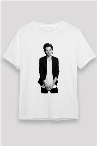 Louis Tomlinson Baskılı Unisex Beyaz Tişört - Tshirt