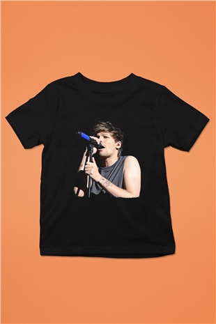 Louis Tomlinson Baskılı Unisex Siyah Çocuk Tişört - Tshirt