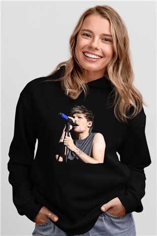 Louis Tomlinson Baskılı Unisex Siyah Hoodie