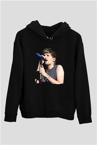 Louis Tomlinson Baskılı Unisex Siyah Hoodie