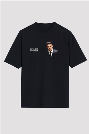 Louis Tomlinson Baskılı Unisex Siyah Oversize Tişört - Tshirt