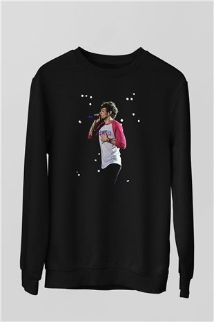 Louis Tomlinson Baskılı Unisex Siyah Sweatshirt