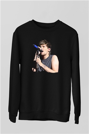 Louis Tomlinson Baskılı Unisex Siyah Sweatshirt
