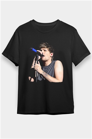 Louis Tomlinson Baskılı Unisex Siyah Tişört - Tshirt