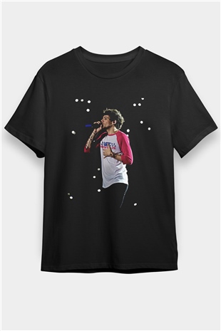Louis Tomlinson Baskılı Unisex Siyah Tişört - Tshirt