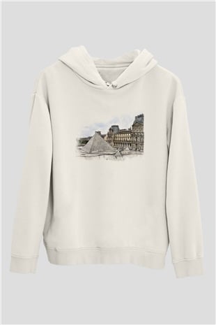 Louvre Müzesi Beyaz Unisex Hoodie