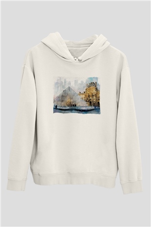 Louvre Müzesi Beyaz Unisex Hoodie