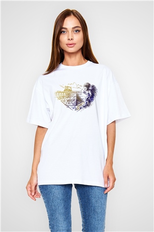 Louvre Müzesi Beyaz Unisex Oversize Tişört T-Shirt