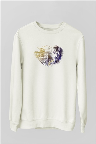 Louvre Müzesi Beyaz Unisex Sweatshirt