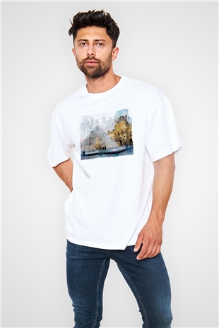 Louvre Müzesi Beyaz Oversize Tişört Oversize T-shirt - TişörtFabrikası