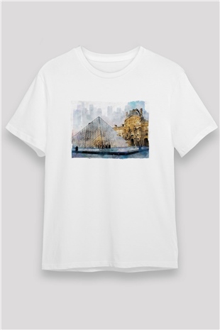 Louvre Müzesi Beyaz Unisex Tişört T-Shirt - TişörtFabrikası
