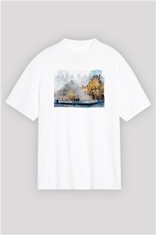 Louvre Müzesi Beyaz Oversize Tişört Oversize T-shirt - TişörtFabrikası