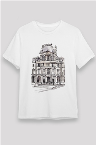 Louvre Müzesi Beyaz Unisex Tişört T-Shirt - TişörtFabrikası