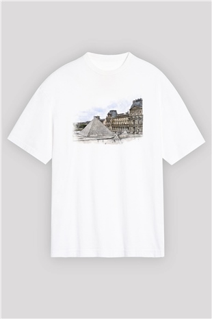 Louvre Müzesi Beyaz Oversize Tişört Oversize T-shirt - TişörtFabrikası