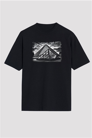Louvre Müzesi Siyah Unisex Oversize Tişört T-Shirt