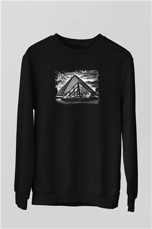 Louvre Müzesi Siyah Unisex Sweatshirt