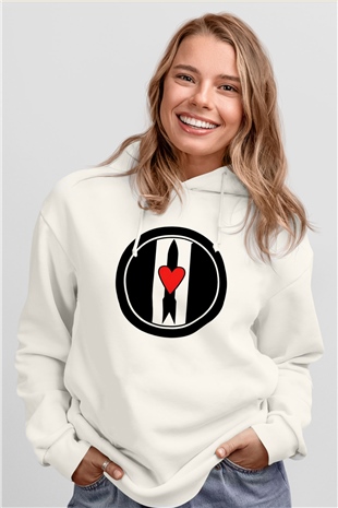 Love and Rockets Beyaz Unisex Kapşonlu Sweatshirt