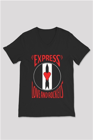 Love and Rockets Siyah Unisex V Yaka Tişört T-Shirt
