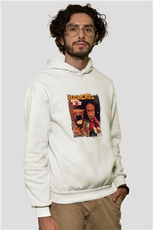 Ludacris Baskılı Unisex Beyaz Kapüşonlu Sweatshirt