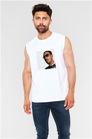 Ludacris Baskılı Unisex Beyaz Kolsuz Tişört