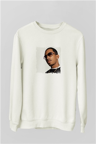 Ludacris Baskılı Unisex Beyaz Sweatshirt