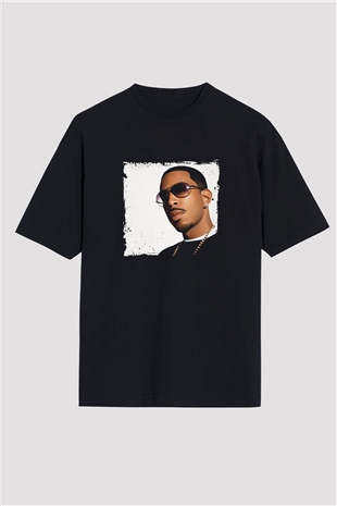 Ludacris Baskılı Unisex Oversize Siyah Tişört