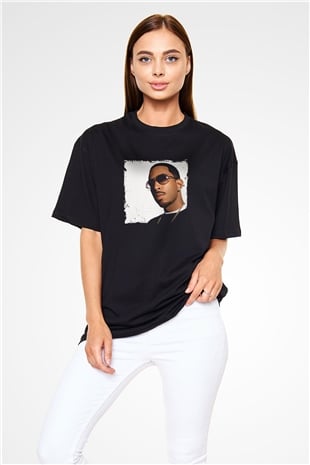 Ludacris Baskılı Unisex Oversize Siyah Tişört