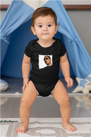 Ludacris Baskılı Unisex Siyah Bebek Body - Zıbın