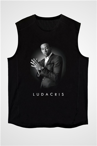 Ludacris Baskılı Unisex Siyah Kolsuz Tişört - Tshirt